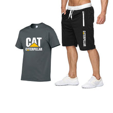 Load image into Gallery viewer, 2019 new men's T-shirt printing cat caterpillar logo short-sleeved men's T-shirt + pants summer fashion men's sports suit