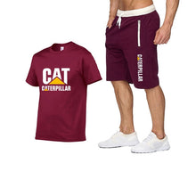 Load image into Gallery viewer, 2019 new men's T-shirt printing cat caterpillar logo short-sleeved men's T-shirt + pants summer fashion men's sports suit
