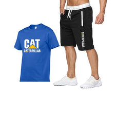 Load image into Gallery viewer, 2019 new men's T-shirt printing cat caterpillar logo short-sleeved men's T-shirt + pants summer fashion men's sports suit