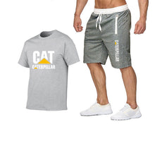 Load image into Gallery viewer, 2019 new men's T-shirt printing cat caterpillar logo short-sleeved men's T-shirt + pants summer fashion men's sports suit
