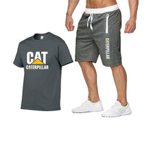Load image into Gallery viewer, 2019 new men's T-shirt printing cat caterpillar logo short-sleeved men's T-shirt + pants summer fashion men's sports suit