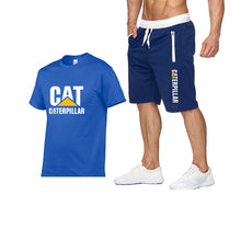 Load image into Gallery viewer, 2019 new men's T-shirt printing cat caterpillar logo short-sleeved men's T-shirt + pants summer fashion men's sports suit