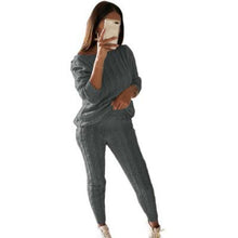 Load image into Gallery viewer, Litthing 2019 Autumn Women Sweater Set Ladies Warm Knitted Sets O Neck Solid Knitting Sweater and Long Pants Set Outfits Women
