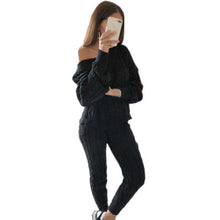 Load image into Gallery viewer, Litthing 2019 Autumn Women Sweater Set Ladies Warm Knitted Sets O Neck Solid Knitting Sweater and Long Pants Set Outfits Women