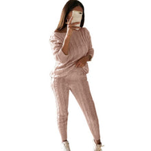 Load image into Gallery viewer, Litthing 2019 Autumn Women Sweater Set Ladies Warm Knitted Sets O Neck Solid Knitting Sweater and Long Pants Set Outfits Women