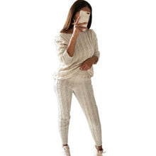 Load image into Gallery viewer, Litthing 2019 Autumn Women Sweater Set Ladies Warm Knitted Sets O Neck Solid Knitting Sweater and Long Pants Set Outfits Women