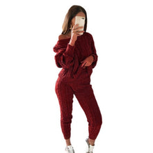Load image into Gallery viewer, Litthing 2019 Autumn Women Sweater Set Ladies Warm Knitted Sets O Neck Solid Knitting Sweater and Long Pants Set Outfits Women