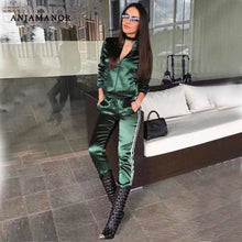 Load image into Gallery viewer, Satin two piece set tracksuit for women elegant top and pants set fall 2019 womens casual sweat suits fitness outfits AC-94