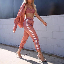 Load image into Gallery viewer, Satin two piece set tracksuit for women elegant top and pants set fall 2019 womens casual sweat suits fitness outfits AC-94
