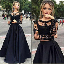 Load image into Gallery viewer, Women Formal Wedding Long Dress Lace Black 2 Piece Suit  Evening Party Cocktail Long Maxi Dresses