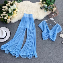 Load image into Gallery viewer, Gaganight Sexy Two Pieces Set Women Ankle Length Wide Leg Pants Suit Chic 2 Piece Outfits Loose Top Blouse Elegant 2 Piece Set
