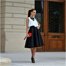 Load image into Gallery viewer, 2018 New Sexy Vintage Women White crop top and black Mini Skirt women lady clothing set party clothing set