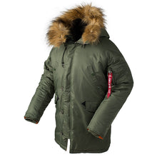 Load image into Gallery viewer, 2018 Winter N3B puffer jacket men long canada coat military fur hood warm trench camouflage tactical bomber army korean parka