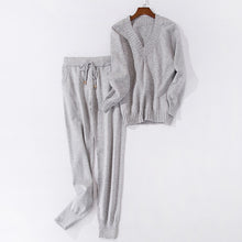 Load image into Gallery viewer, Women sweater suit and setsCasual Knitted Sweaters Pants 2PCS Track Suits Woman Casual Knitted Trousers+Jumper Tops Clothing Set