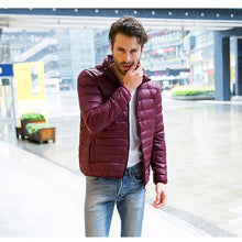 Load image into Gallery viewer, 2018 New Mens Ultralight Jacket Casual Autumn Winter White Duck Down Windbreaker Overcoat Warm Parka Male Coat Fashion Outerwear