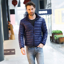 Load image into Gallery viewer, 2018 New Mens Ultralight Jacket Casual Autumn Winter White Duck Down Windbreaker Overcoat Warm Parka Male Coat Fashion Outerwear