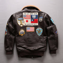 Load image into Gallery viewer, 2018 Men A2 Pilot Jacket Tom Cruise Top Gun Air Force Cow Coats 100% Real Fashin Multi-label Thick Cowhide Winter Russia Coats