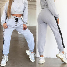Load image into Gallery viewer, Hot Fashion Khaki Grey Women Hoodie Sweatshirt Hooded Jumper Pullover Drawstring Top Lace-Up Pants Sweatsuit Tracksuit Plus Size