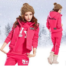 Load image into Gallery viewer, Autumn and winter New Fashion women suit warm women's tracksuits casual sets with a hood fleece sweatshirt three pieces set