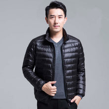 Load image into Gallery viewer, QUANBO Brand Autumn Winter Light Down Jacket Men's Fashion Hooded Short Large Ultra-thin Lightweight Youth Slim Coat 5XL