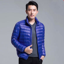 Load image into Gallery viewer, QUANBO Brand Autumn Winter Light Down Jacket Men's Fashion Hooded Short Large Ultra-thin Lightweight Youth Slim Coat 5XL