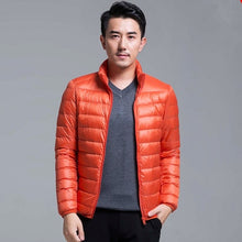 Load image into Gallery viewer, QUANBO Brand Autumn Winter Light Down Jacket Men's Fashion Hooded Short Large Ultra-thin Lightweight Youth Slim Coat 5XL