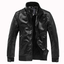 Load image into Gallery viewer, New Fashion Motorcycle Leather Jackets Men Leather Coat Casual Slim Coats With Zipper Man Outerwear Stand Collar Jackets Jaqueta