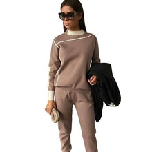 Load image into Gallery viewer, Woman Tracksuits 2018 Autumn Fashion Turtleneck Sweater + Slim Pants Knitted Suits Ladies Stripe Two Piece Set Twinset 2 Pcs Set