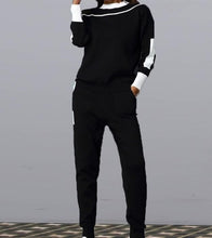 Load image into Gallery viewer, Woman Tracksuits 2018 Autumn Fashion Turtleneck Sweater + Slim Pants Knitted Suits Ladies Stripe Two Piece Set Twinset 2 Pcs Set