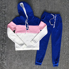 Load image into Gallery viewer, Tracksuit 2pcs Women Set Hoodies Crop Top Sweatshirt+Side Stripe Pants Hooded 2 Pieces Sets Women Clothing Suits Female