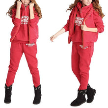 Load image into Gallery viewer, 3PCS Fitness Sets Womens Hoodies Warm letter Tracksuit Set Thicken Sweat Tops Pants Suit Female Plus Velvet Thick Clothing