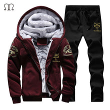 Load image into Gallery viewer, New Winter Men Set Fashion Brand Fleece Lined Thick Tracksuit + Pants Male Spring Warm Hooded Sporting Suit Mens Sportswear