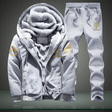 Load image into Gallery viewer, New Winter Men Set Fashion Brand Fleece Lined Thick Tracksuit + Pants Male Spring Warm Hooded Sporting Suit Mens Sportswear
