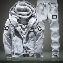 Load image into Gallery viewer, New Winter Men Set Fashion Brand Fleece Lined Thick Tracksuit + Pants Male Spring Warm Hooded Sporting Suit Mens Sportswear