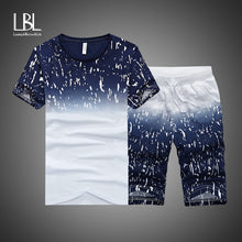 Load image into Gallery viewer, Summer New Men's Set Short Casual Suits Sportswear Mens Clothing Man Two Pieces Fashion Print Sets Male sweatshirt Men Brand 4XL