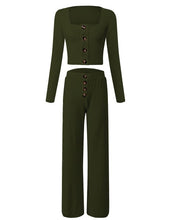 Load image into Gallery viewer, Autumn Women Knitted Rib Sexy 2 Piece Set Women 2018 Winter Casual Gray  Matching Sets Outfit 2 Piece Set Elegant Straight Pants