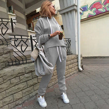 Load image into Gallery viewer, Women Casual Sets New Fashion Hooded Tops Sweatshirt+Solid Long Pants Sets Women Clothing Suits Female Tracksuit 2pcs Sets