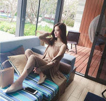 Load image into Gallery viewer, 2018 Casual Tracksuit Women 3 Pieces Set Knitted Pullover Sweaters Tops Deep V-neck Long Sleeve Sweatshirt Pants Women's Sets