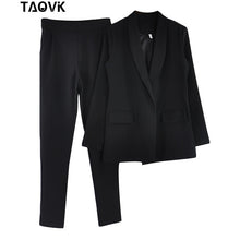 Load image into Gallery viewer, TAOVK Work Pant Suits OL 2 Piece Sets Turn-down Collar Blazer Jacket &amp; Trouser Suit for Women Feminino Spring Autumn Workwear