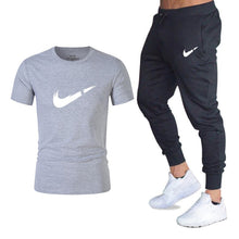 Load image into Gallery viewer, Summer Hot Sale Men's Sets T Shirts+pants Two Pieces Sets Casual Tracksuit Male 2019 Casual Tshirt Gyms Fitness trousers men