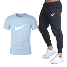 Load image into Gallery viewer, Summer Hot Sale Men's Sets T Shirts+pants Two Pieces Sets Casual Tracksuit Male 2019 Casual Tshirt Gyms Fitness trousers men
