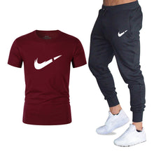 Load image into Gallery viewer, Summer Hot Sale Men's Sets T Shirts+pants Two Pieces Sets Casual Tracksuit Male 2019 Casual Tshirt Gyms Fitness trousers men