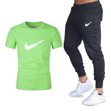 Load image into Gallery viewer, Summer Hot Sale Men's Sets T Shirts+pants Two Pieces Sets Casual Tracksuit Male 2019 Casual Tshirt Gyms Fitness trousers men