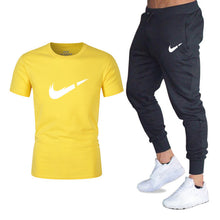 Load image into Gallery viewer, Summer Hot Sale Men's Sets T Shirts+pants Two Pieces Sets Casual Tracksuit Male 2019 Casual Tshirt Gyms Fitness trousers men