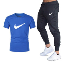 Load image into Gallery viewer, Summer Hot Sale Men's Sets T Shirts+pants Two Pieces Sets Casual Tracksuit Male 2019 Casual Tshirt Gyms Fitness trousers men