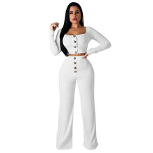 Load image into Gallery viewer, Autumn Women Knitted Rib Sexy 2 Piece Set Women 2018 Winter Casual Gray  Matching Sets Outfit 2 Piece Set Elegant Straight Pants