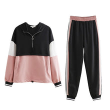 Load image into Gallery viewer, 2019 Tracksuit Women Two Piece Set Outfits for Women Slim Color Stitching Jacket Casual Jacket and Jogging Casual Pants Suit