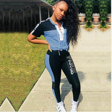 Load image into Gallery viewer, Pink Letters Print 2 Piece Set Women Plus Size Top And Pants Casual Outfit Sweat Suits Two Piece Sweatshirt Tracksuit