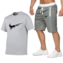 Load image into Gallery viewer, Quality Men's Sets T Shirts+shorts men Brand clothing Two piece suit tracksuit Fashion Casual Tshirts Gyms Workout Fitness Sets