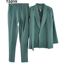 Load image into Gallery viewer, TAOVK Office Lady Pant Suits Women's Sets Belt Blazer top and pencil pants two piece outfits femme ensemble Pantsuit Spring 2019